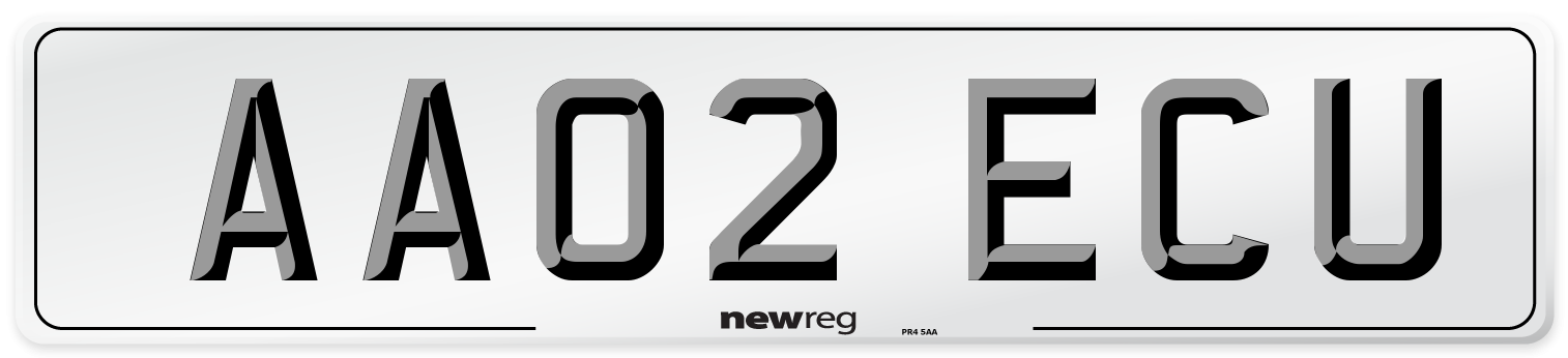 AA02 ECU Number Plate from New Reg